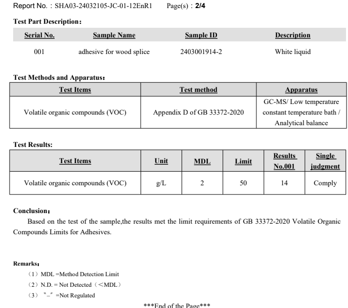 VOC report for red light sauna 