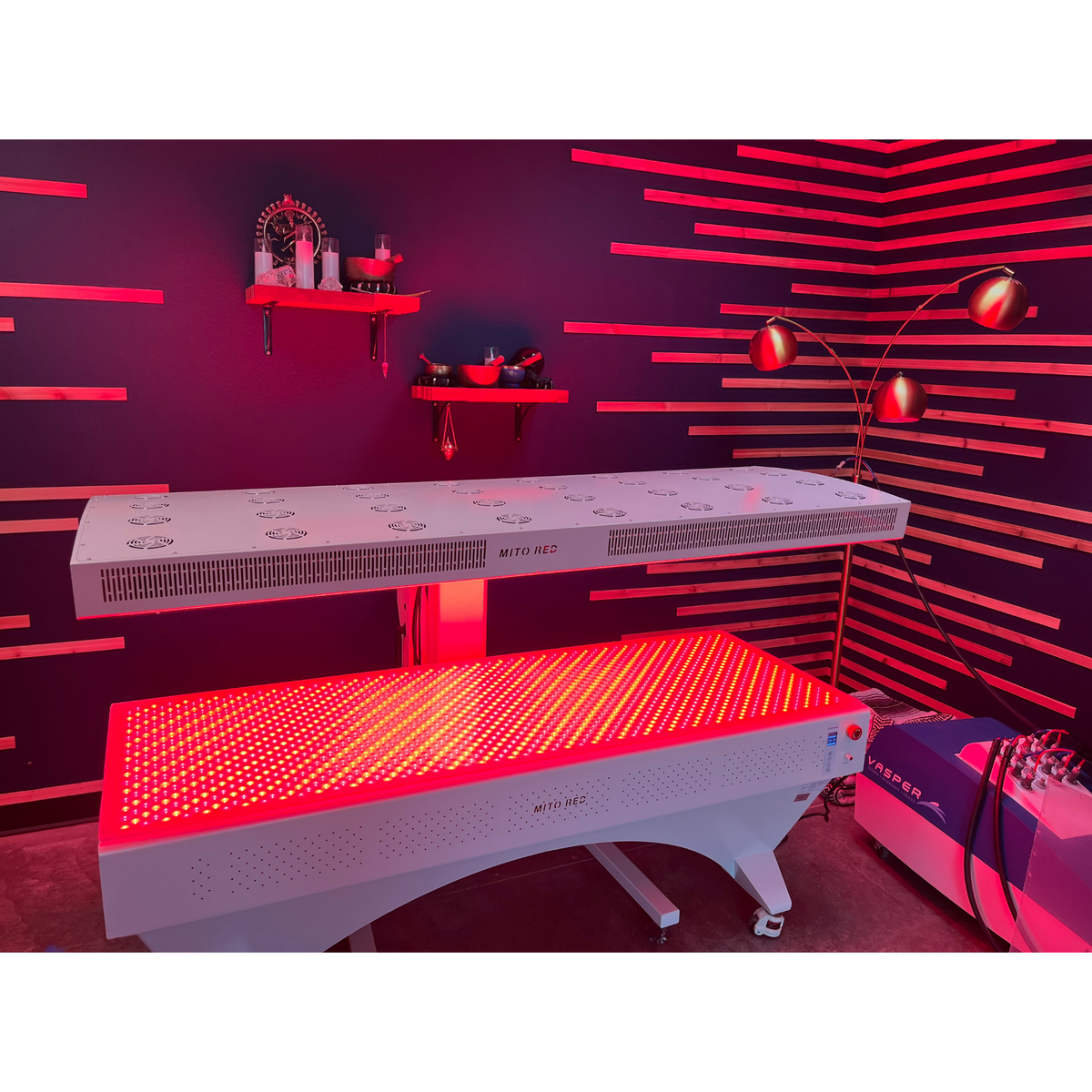 recharge red light therapy bed turned on in a facility 
